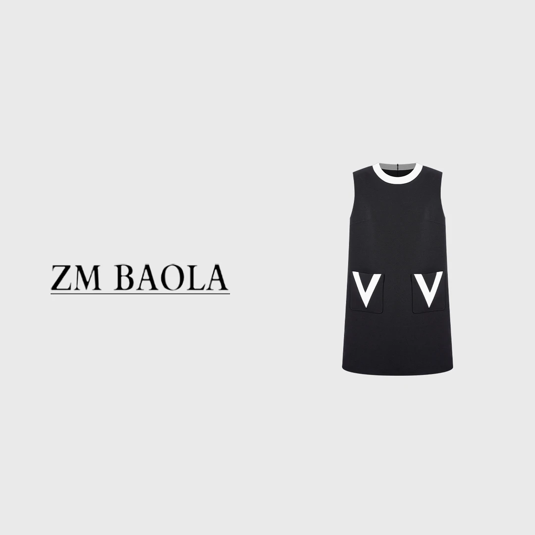 ZM BAOLA【清新】轻奢时尚休闲黑色连衣裙BN8177-S4
