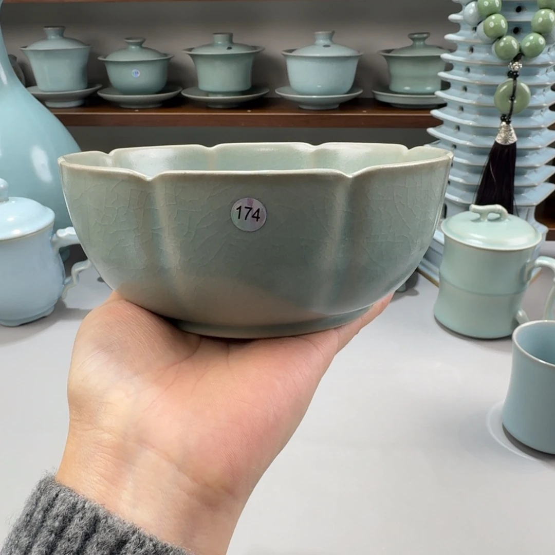 瓷摆件微瑕汝窑仿古釉汝窑钵编号174