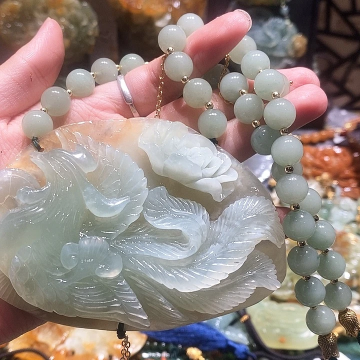 岫玉未镶嵌毛衣链