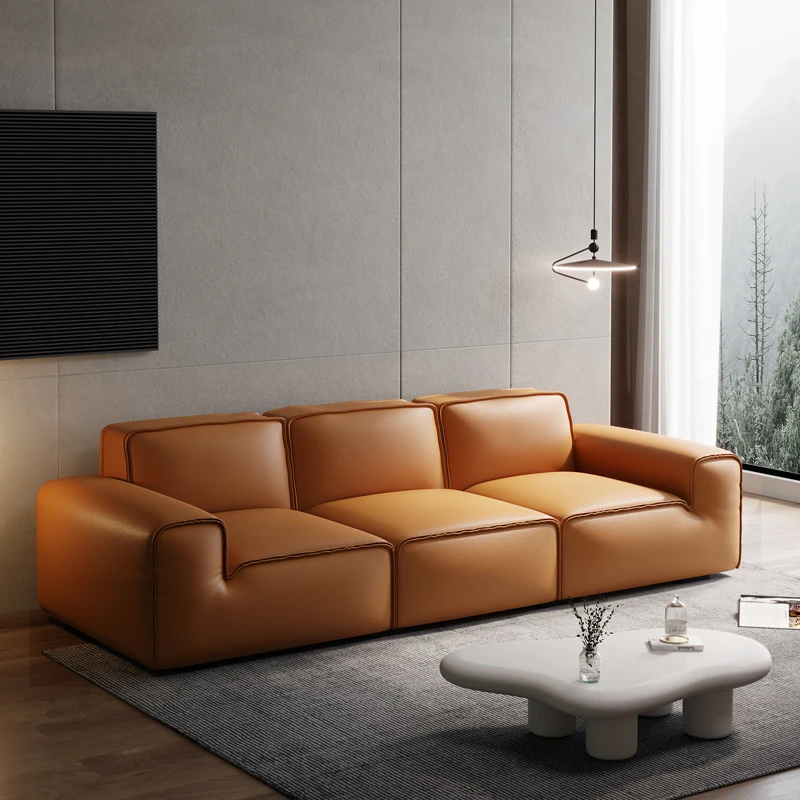 大黑牛真皮沙发沙发直排现代小户型意式极简豆腐块客厅头层牛皮