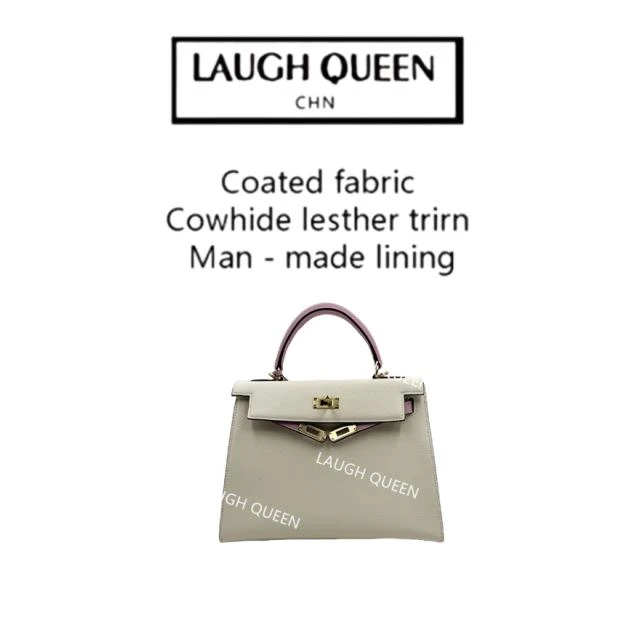 Laugh Queen手工打造真皮女士包时尚包 10574-1 粉白色 22cm