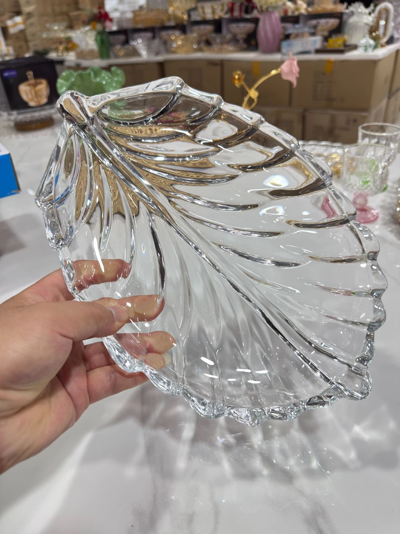玻璃果盘树叶INS风纯色简约风欧式果盘果篮创意风格时尚简约