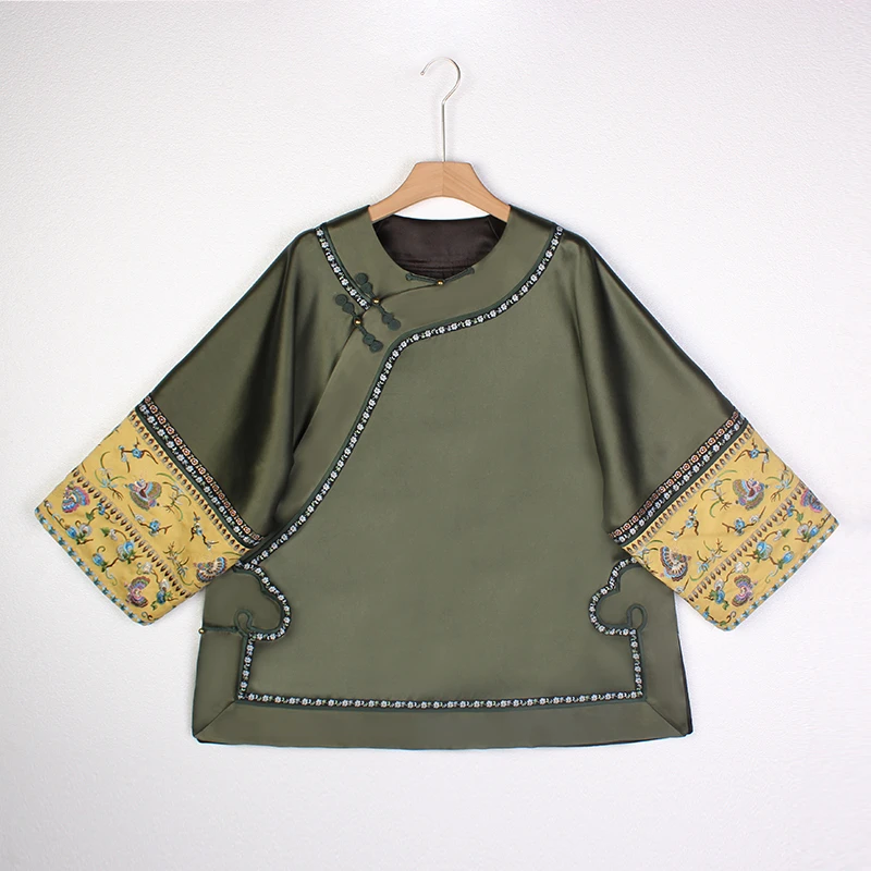 【碧梧】复古新中式纯手工桑蚕丝香云纱中国风后插肩女士上衣