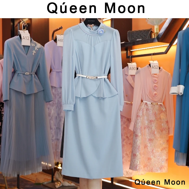 编码94【QúeenMoon】经典轻奢百搭气质连衣裙拼接长裙女 (定制女装)