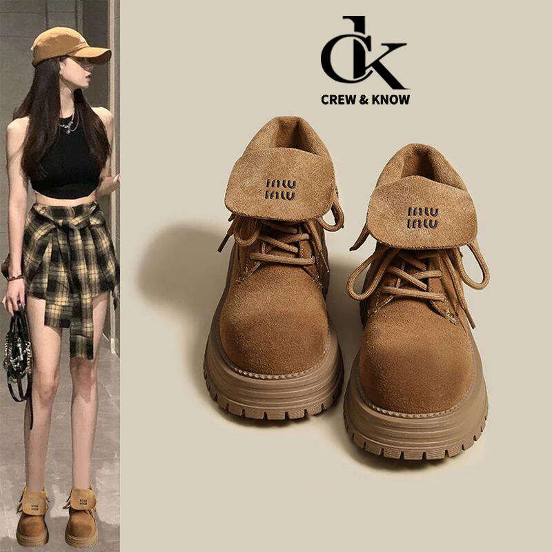 【官网小C&K旗舰店】翻盖马丁靴女2025新款爆款英伦风女款增高靴子