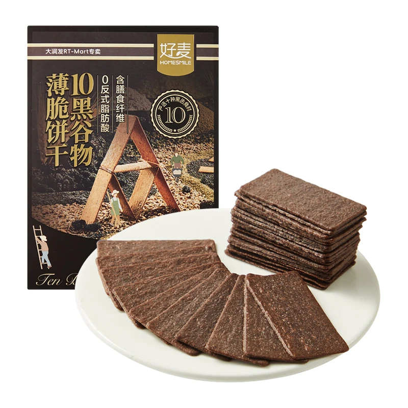 好麦10黑谷物薄脆饼干200克