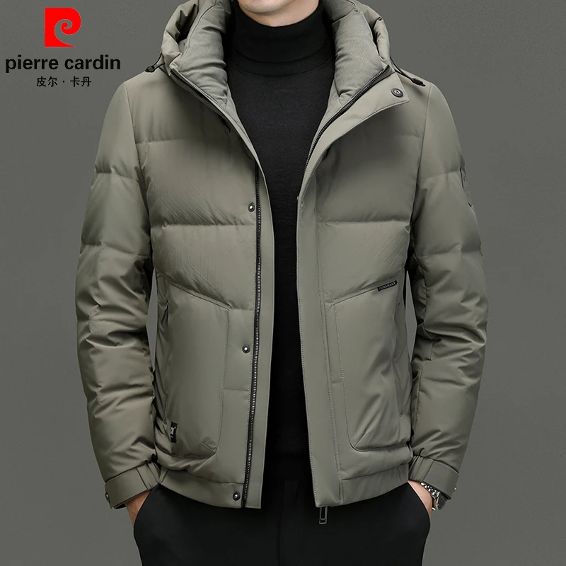 【官方正品】皮尔卡丹冬季新款男士加厚保暖连帽羽绒服男装外套上衣