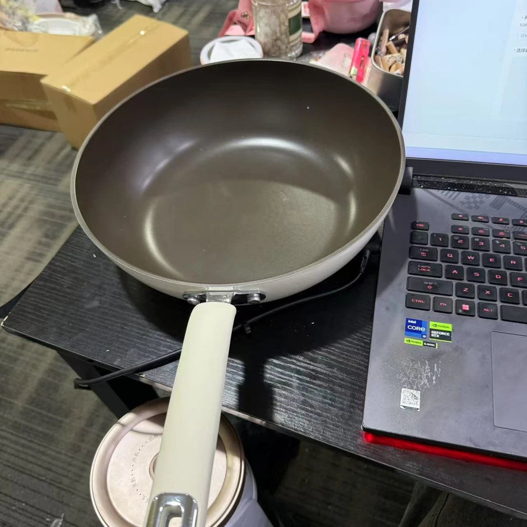 有钛无涂层平底煎炒锅不粘32cm