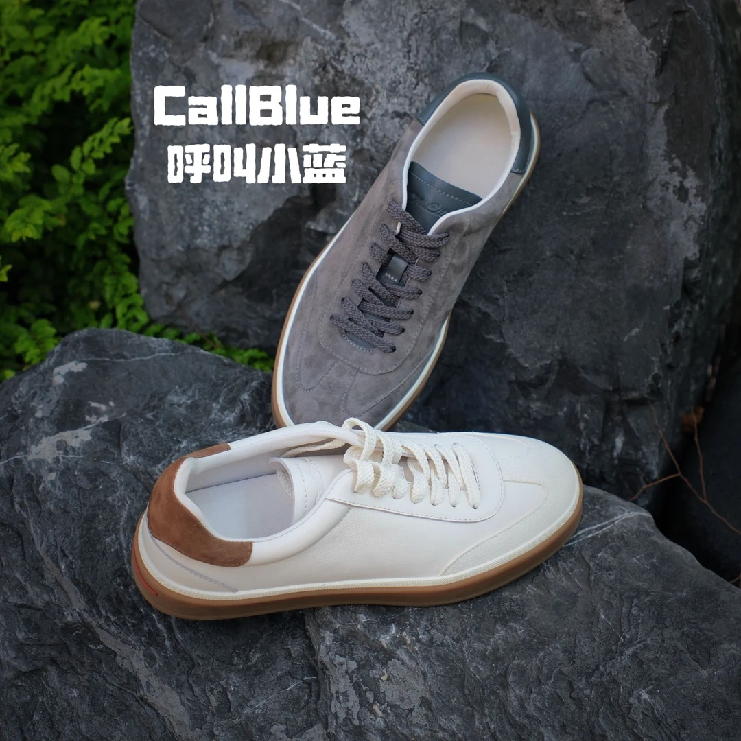 【奢皮定制】羊猄皮头层牛皮老钱风轻奢低帮反绒真皮德训板鞋