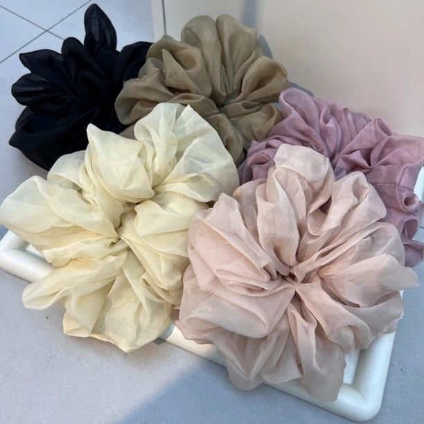 泡泡纱发圈纯色高级感百搭气质简约