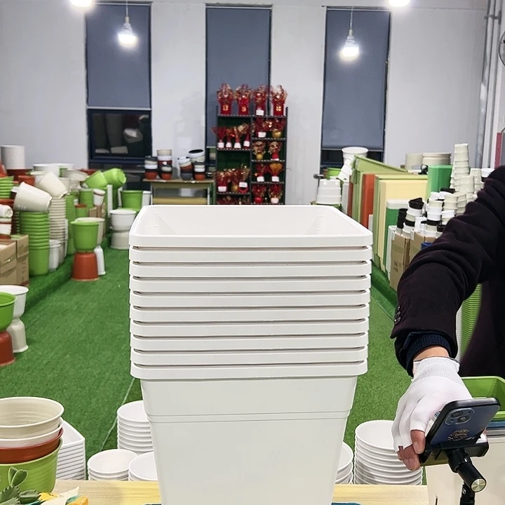 正品方盆口26高29白色3只无托