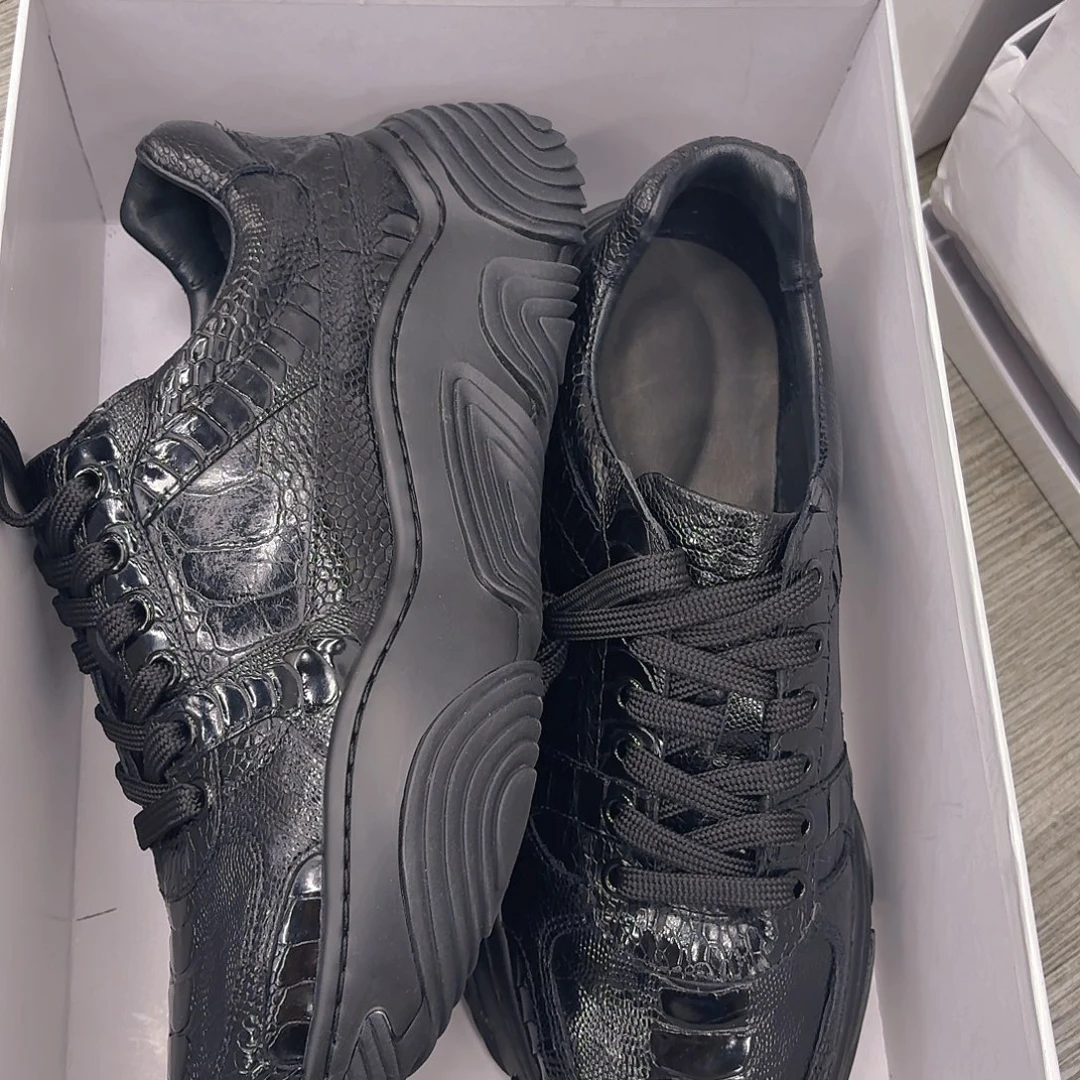 织物黑色鸵鸟脚皮运动41