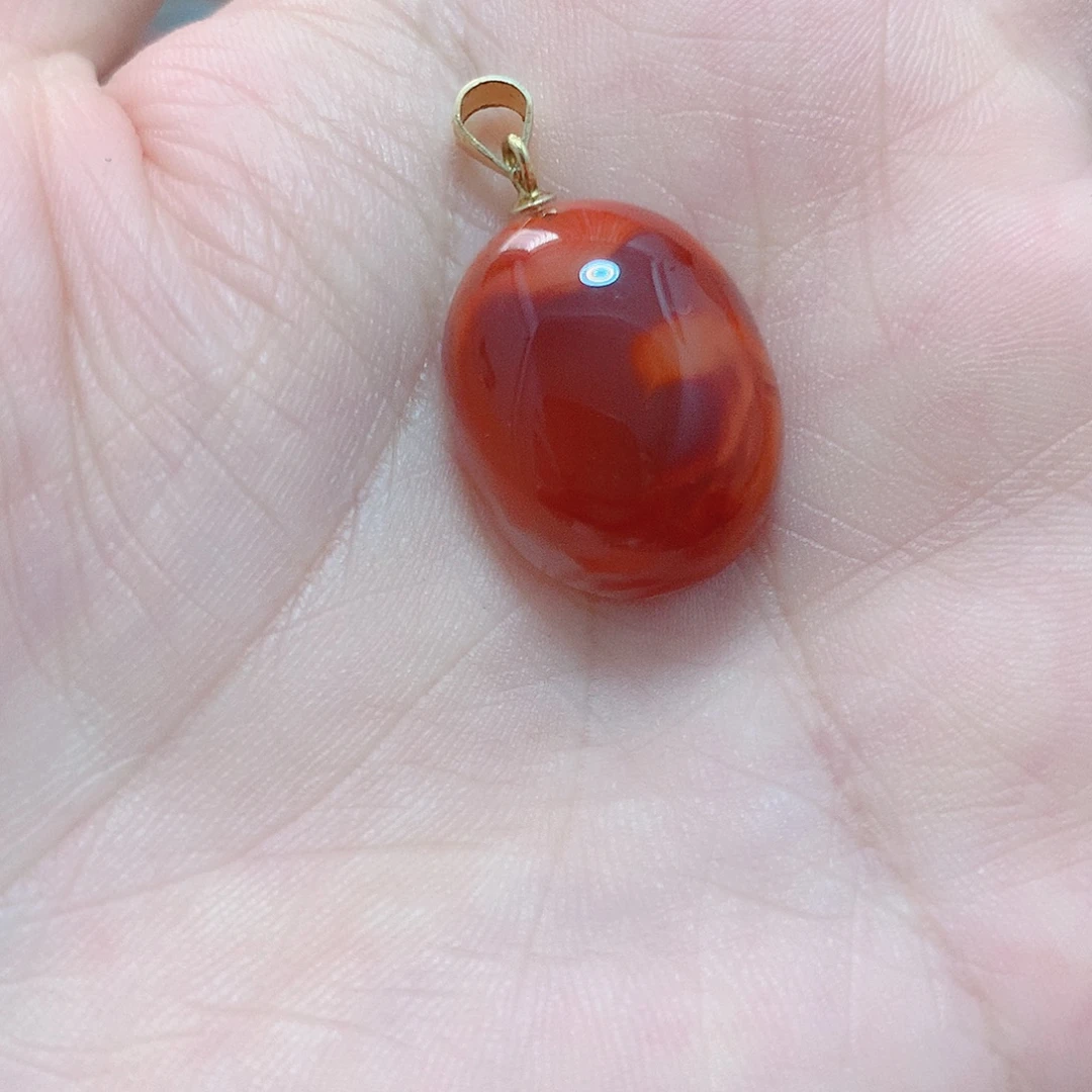 南红玛瑙银S925镶嵌吊坠(不含链)