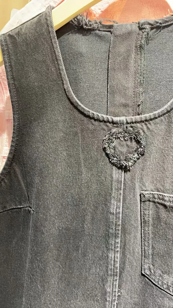 [富贵] 时尚女休闲潮流黑色牛仔长裙ZK541