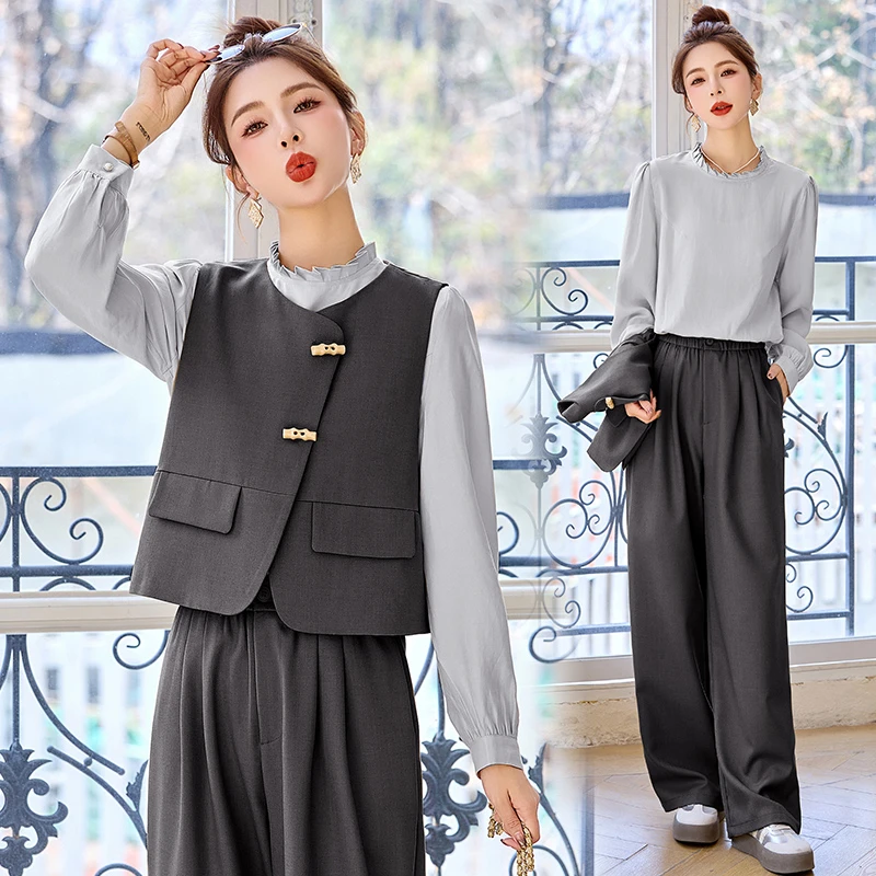 慵懒风学院风休闲风法式时尚套装衬衫秋装韩版秋季春秋显瘦气质