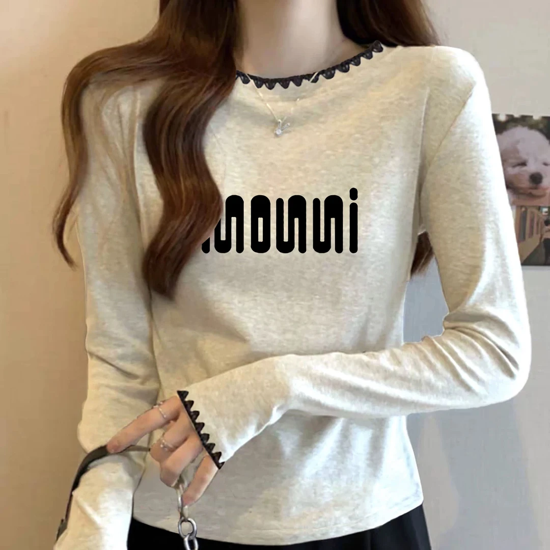 长袖t恤女新款打底衫女2025早秋新款上衣轻熟小众不撞款小衫棉质