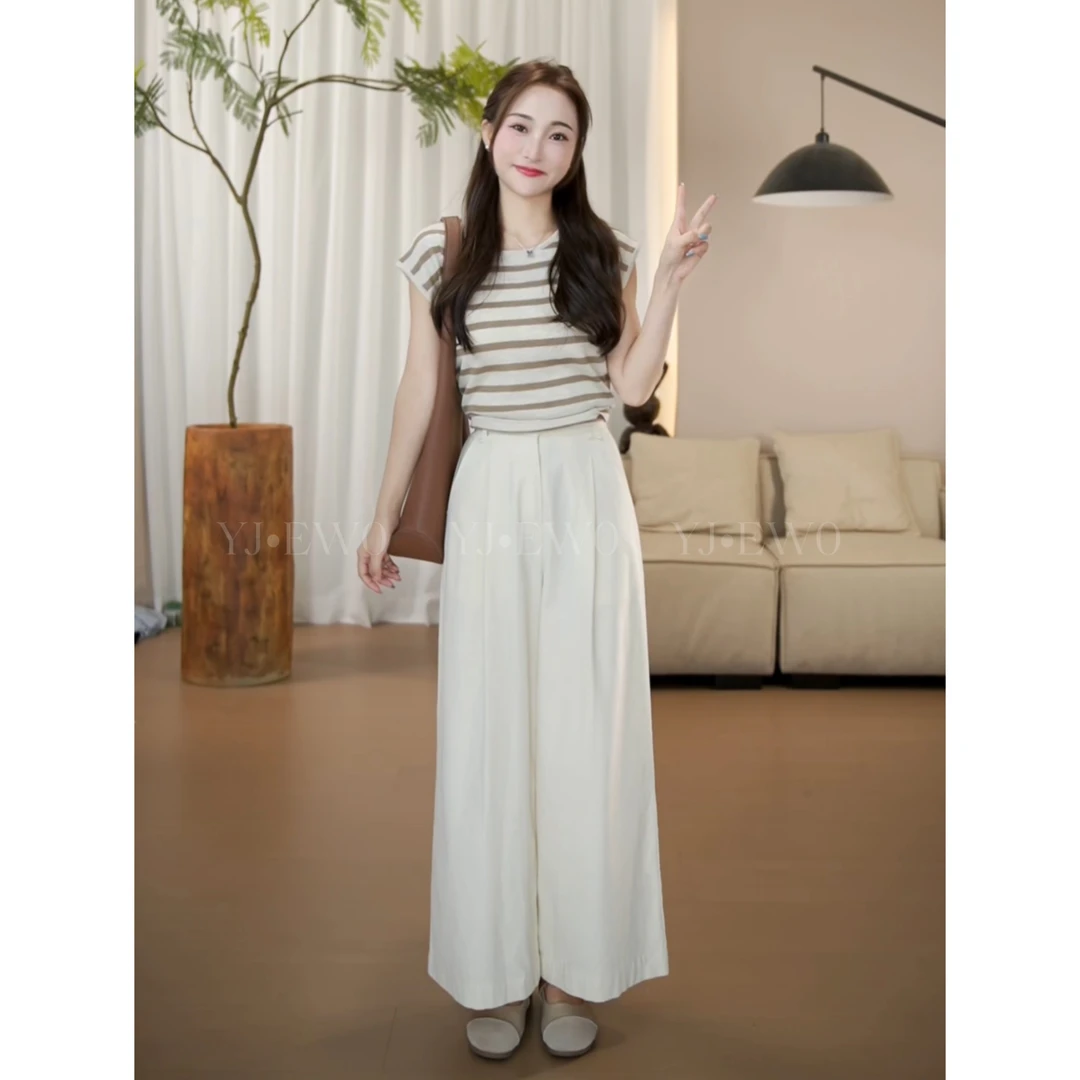 【现货】夏季新款显瘦高腰复古设计感休闲简约休闲裤-YJ4895