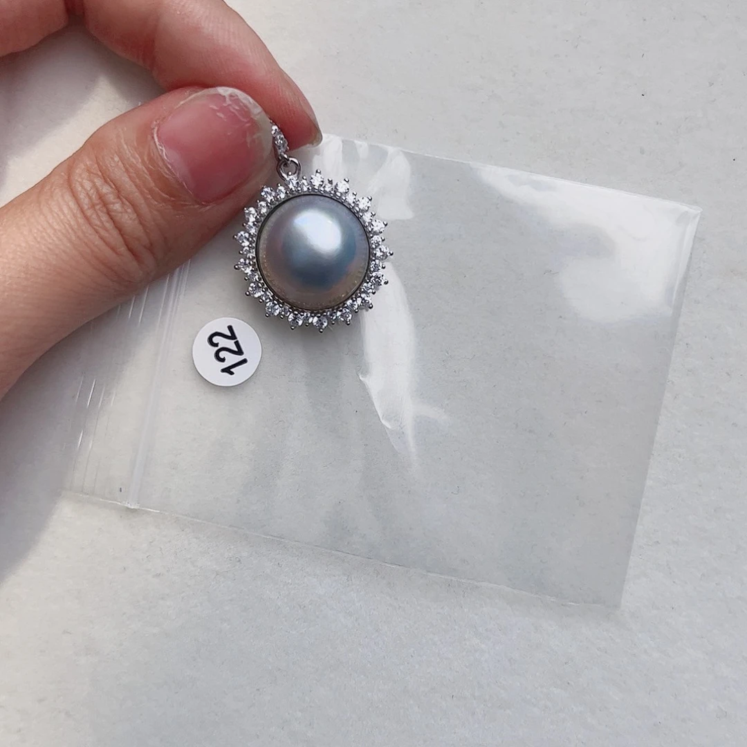 银S925镶嵌拼合珍珠（马贝珠）颈饰