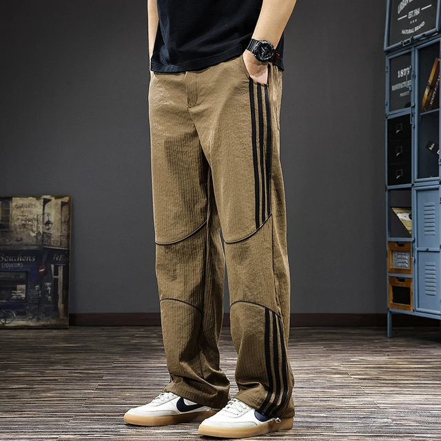 夏季新款速干休闲裤男宽松大码直筒裤ins男士户外运动阔腿长裤潮
