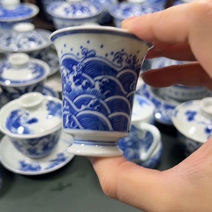 微瑕柴窑工笔海水闻香杯