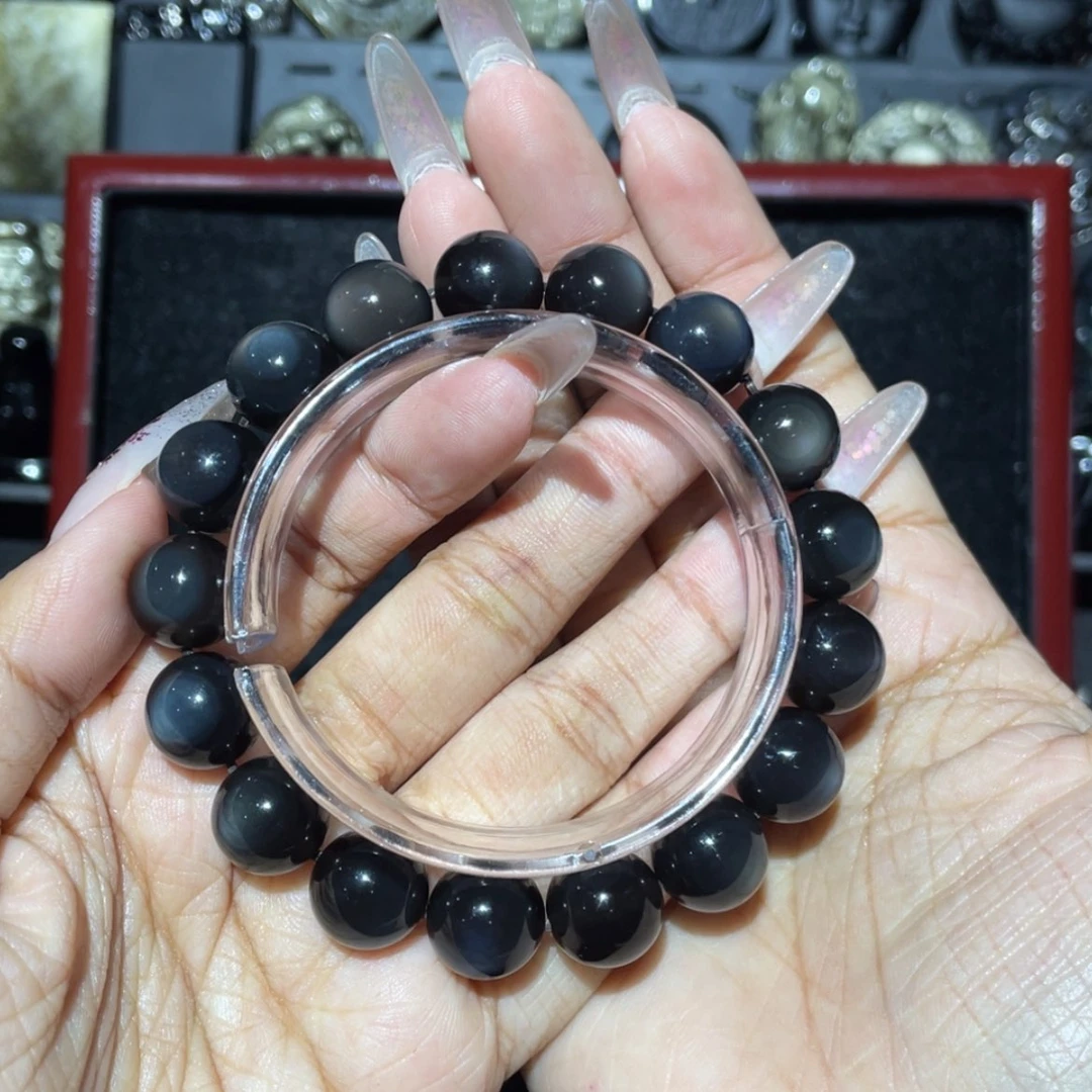 【闪购商品】未镶嵌黑曜岩手串玄**月