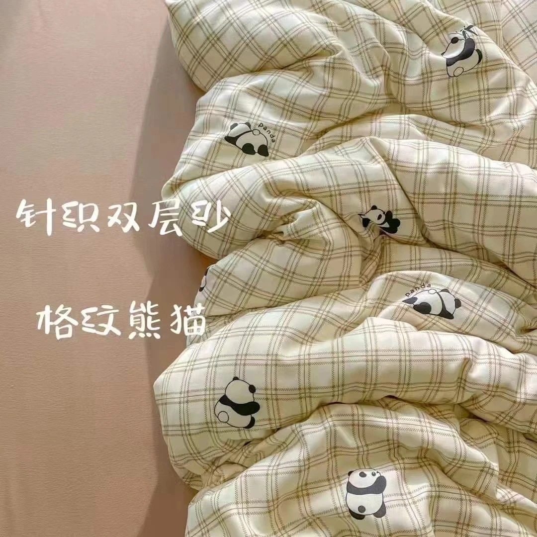 针织棉双层纱四件套