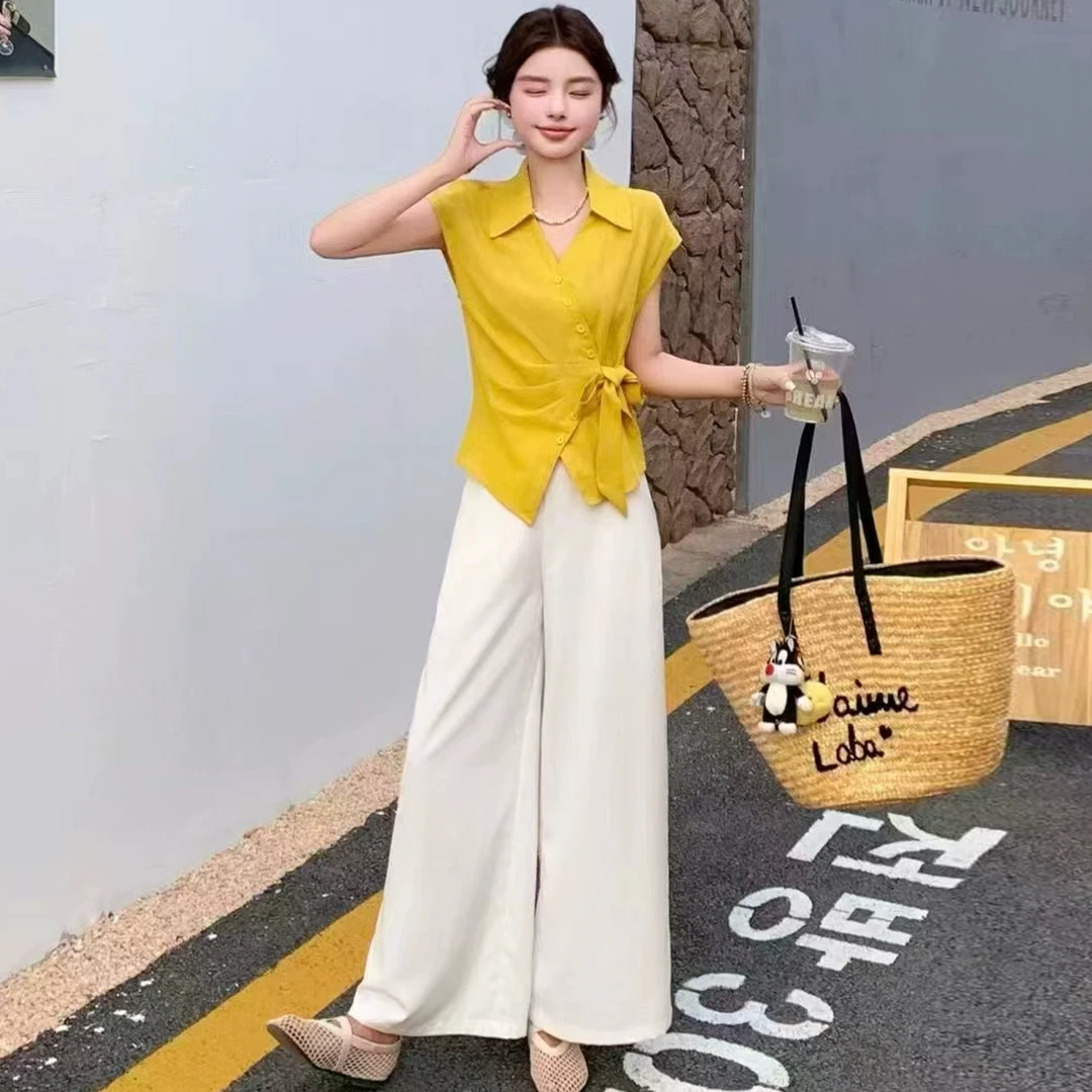 法式复古衬衫女2025夏季新款洋气减龄显瘦百搭系带收腰女时尚短袖