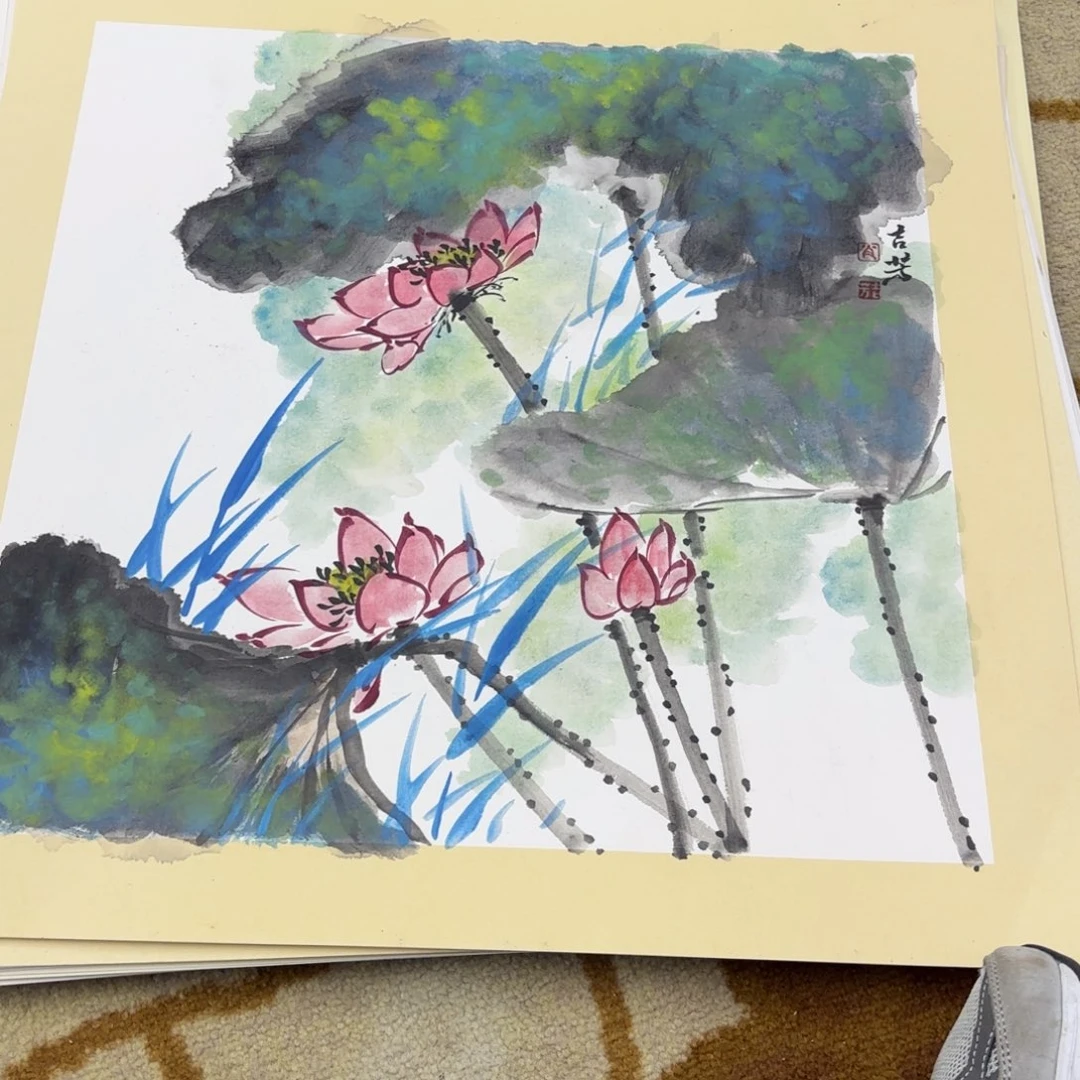 国画吴兰芬卡纸作品艺