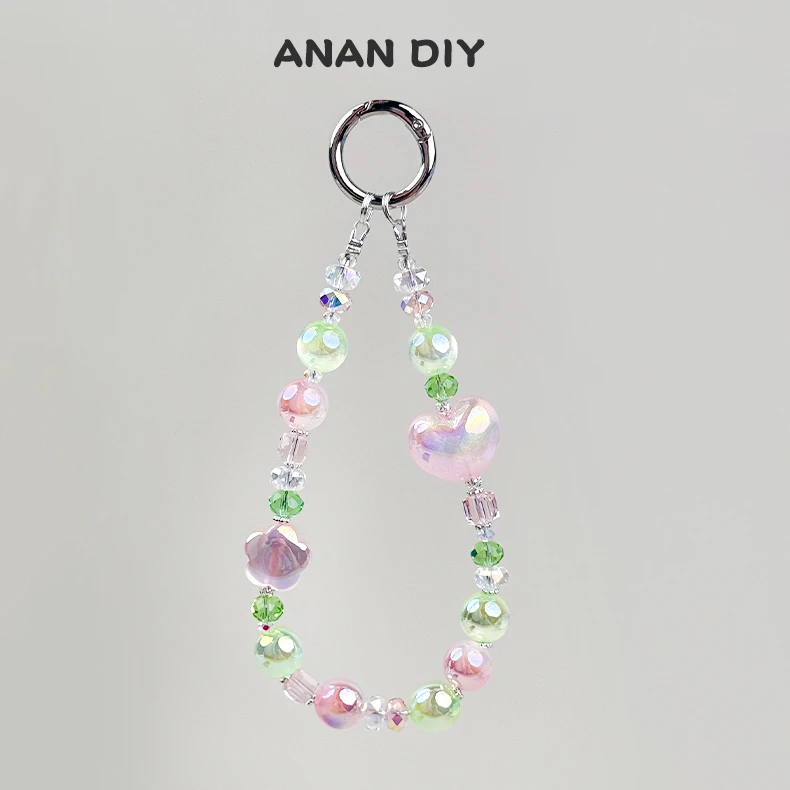 冰透高颜值串珠手机链个性夏日小清挂饰手腕挂绳小众原创防丢防摔