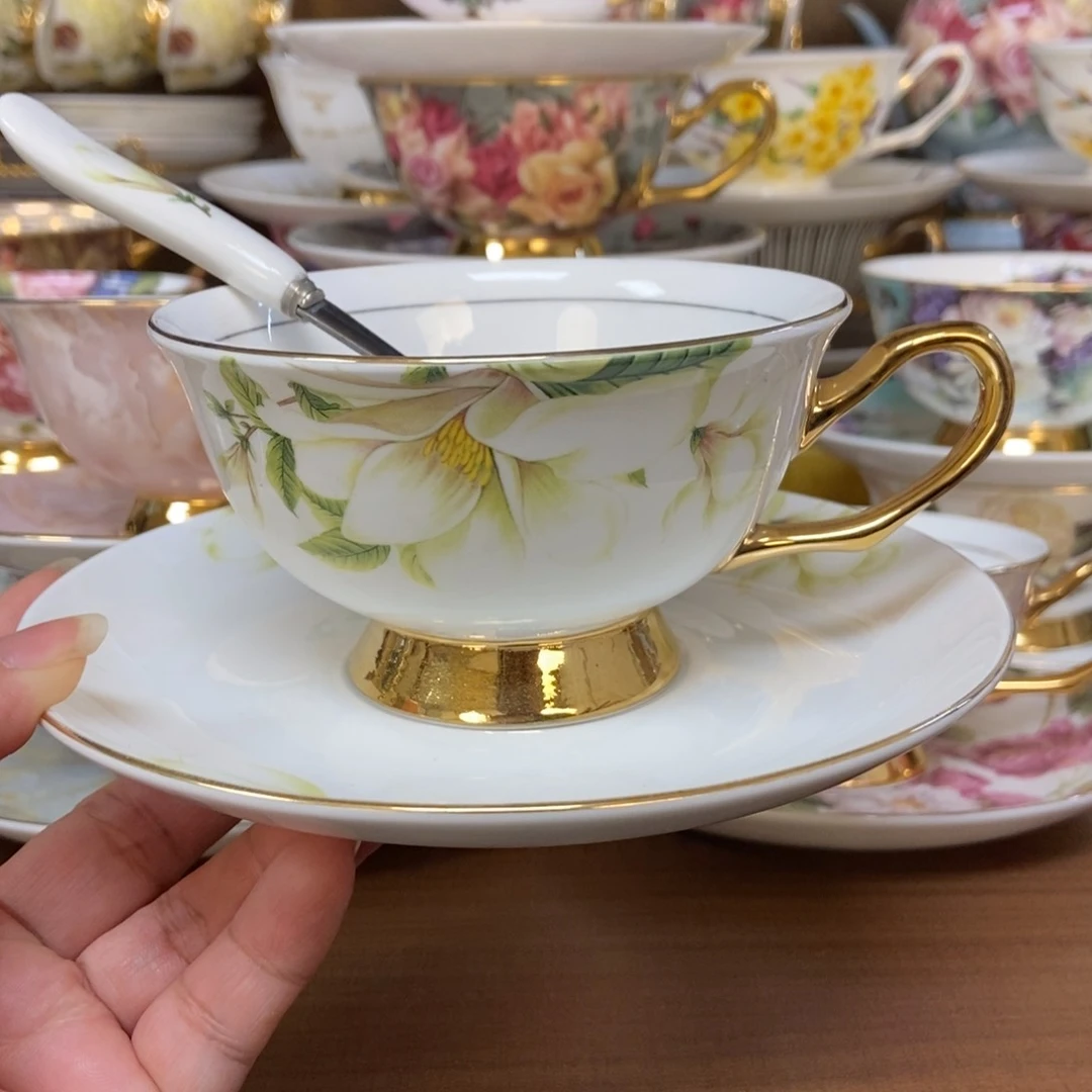摆件玉兰一杯一碟一勺快递装（拍两套送杯架）
