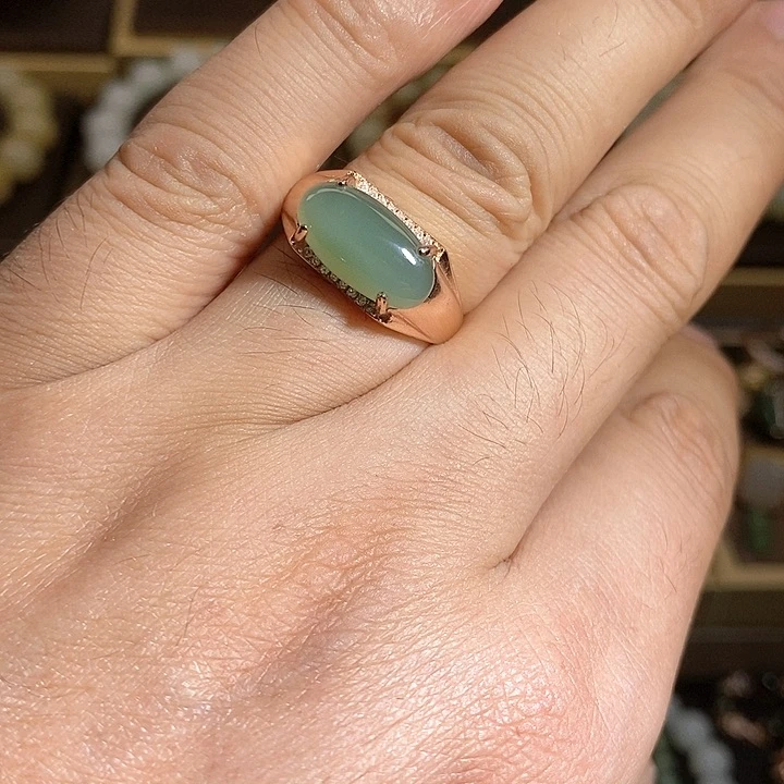 【闪购商品】银S925镶嵌戒指和田玉