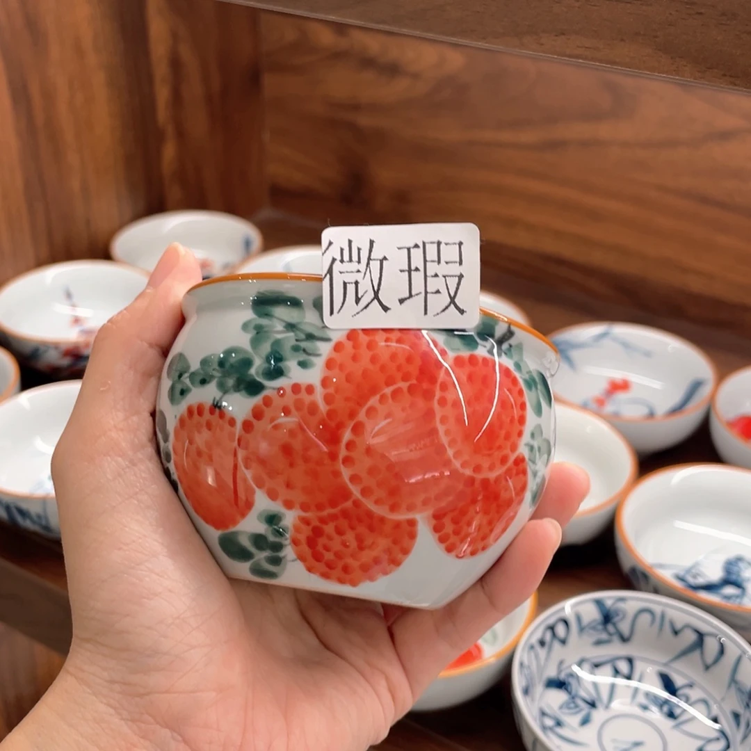 釉下手绘茶具微瑕