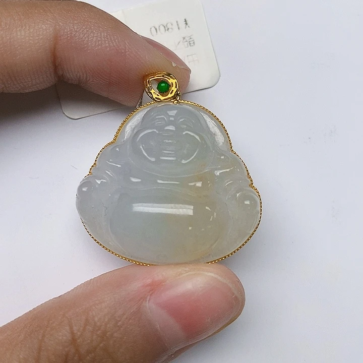 颈饰18K金镶嵌翡翠天然翡翠