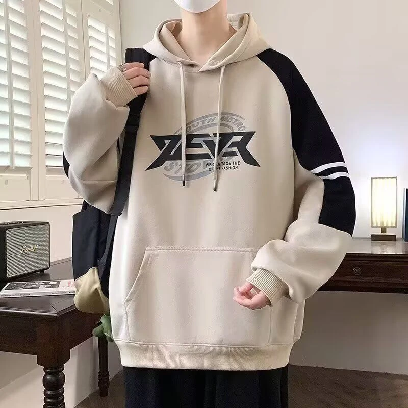 春秋款连帽卫衣男春秋季青少年潮流美式休闲宽松长袖学生帅气外套