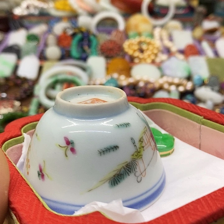 菲***单青花手绘小主人杯子