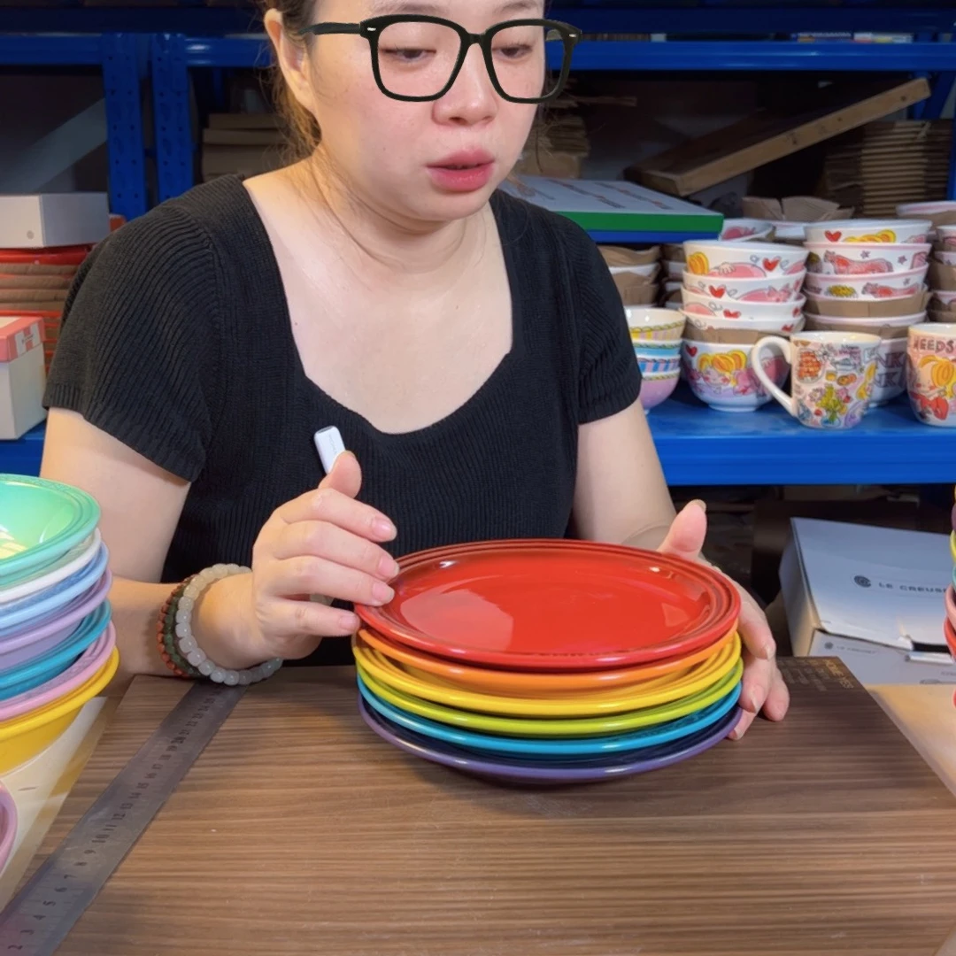 陶瓷彩虹色系小号牛排盘