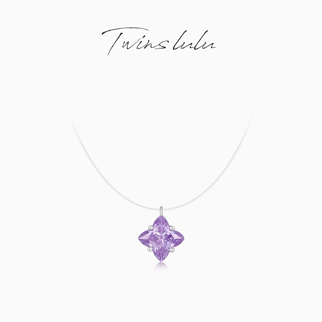 TWINS LULU 镀K金 轻奢经典简约高级感紫色四叶耳环项链TSJ7952