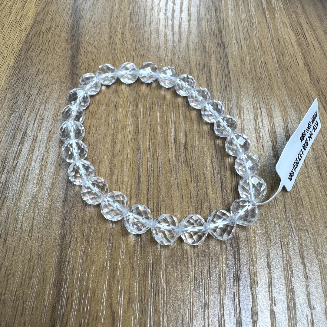 【珠宝厂长】约7.5mm+白水晶切割单圈手串