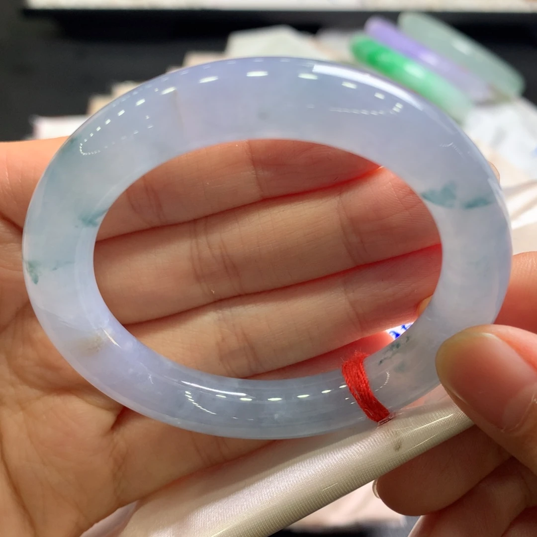 翡翠未镶嵌手镯55号冰胶莫奈有纹裂