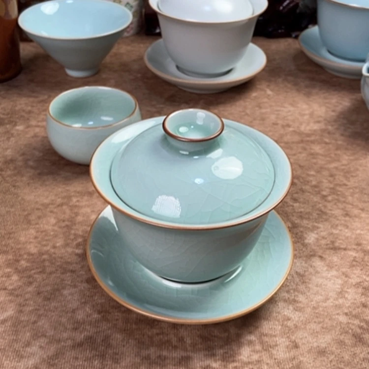 【闪购商品】艾****儿卵青元宝三才盖碗