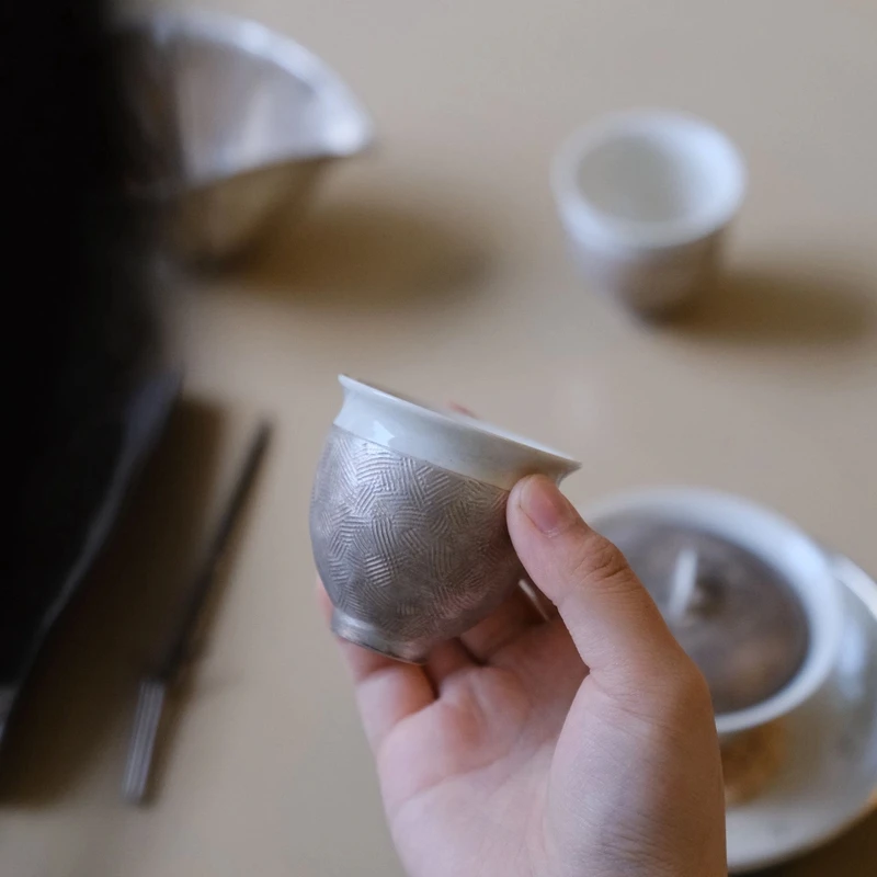 予御丨溪元-银釉小杯纯手工
