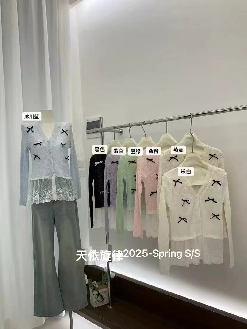 蝴蝶结针织开衫防晒衣夏季外套空调衫外搭罩衫上衣百搭