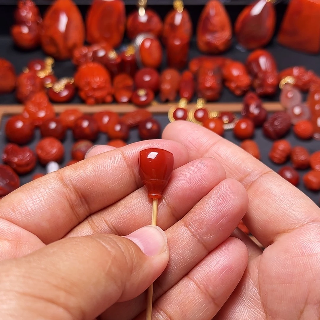 南红玛瑙未镶嵌配饰满色肉奶嘴三通11.2mm