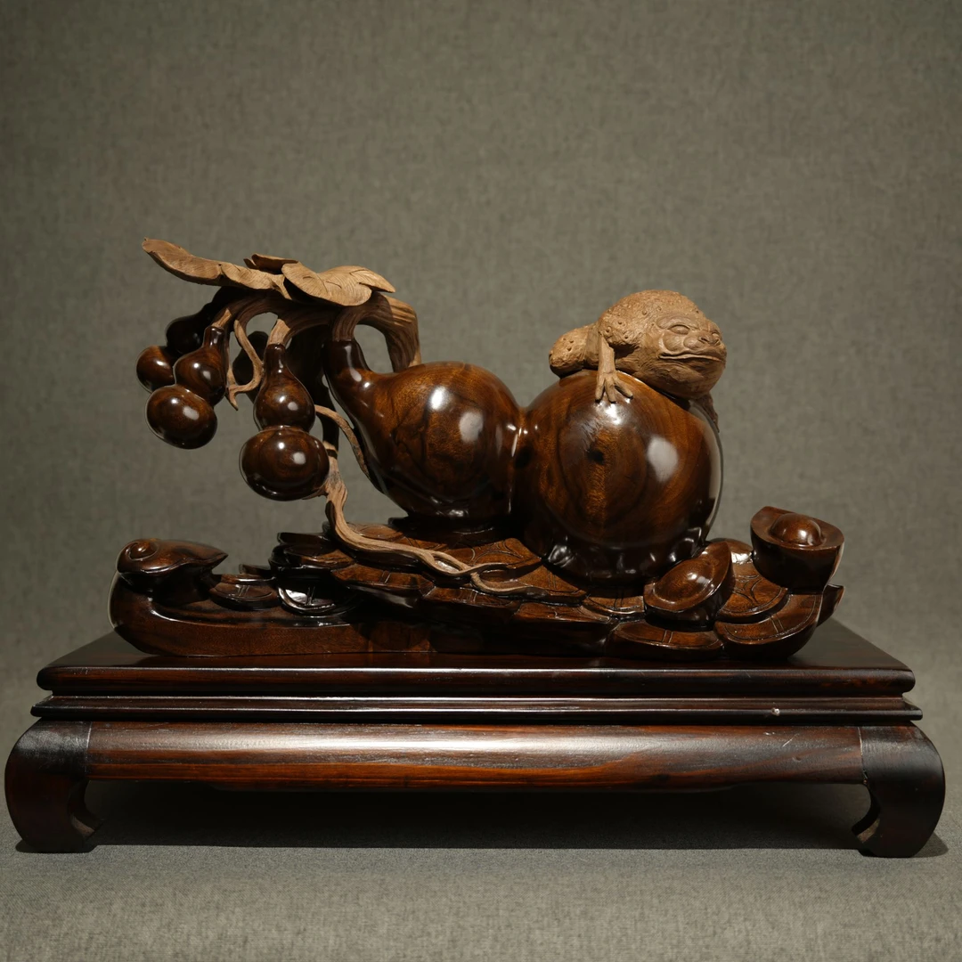金丝楠古沉料手工木雕摆件福气东来送礼木雕摆件