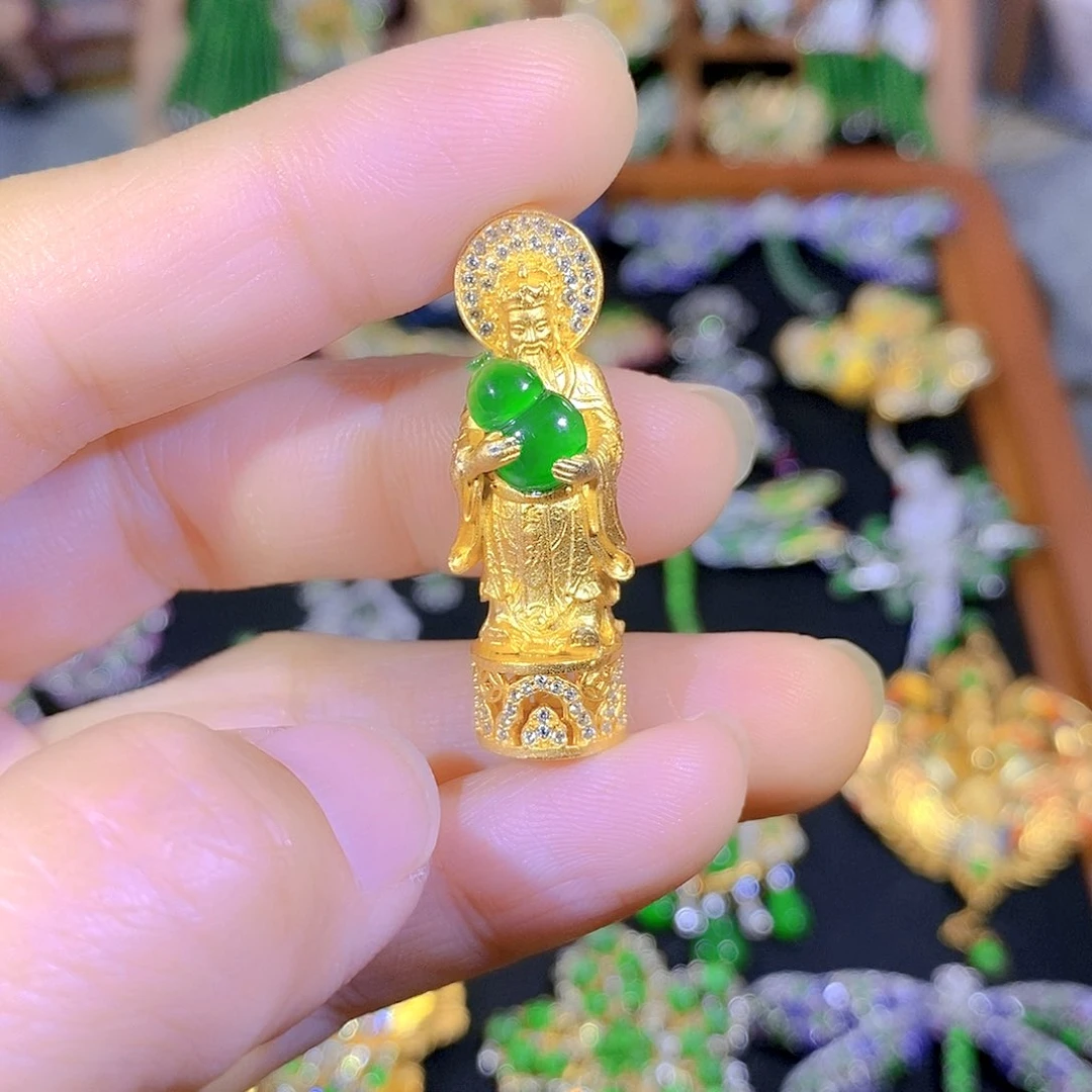 吊坠(不含链)银S925镶嵌翡翠