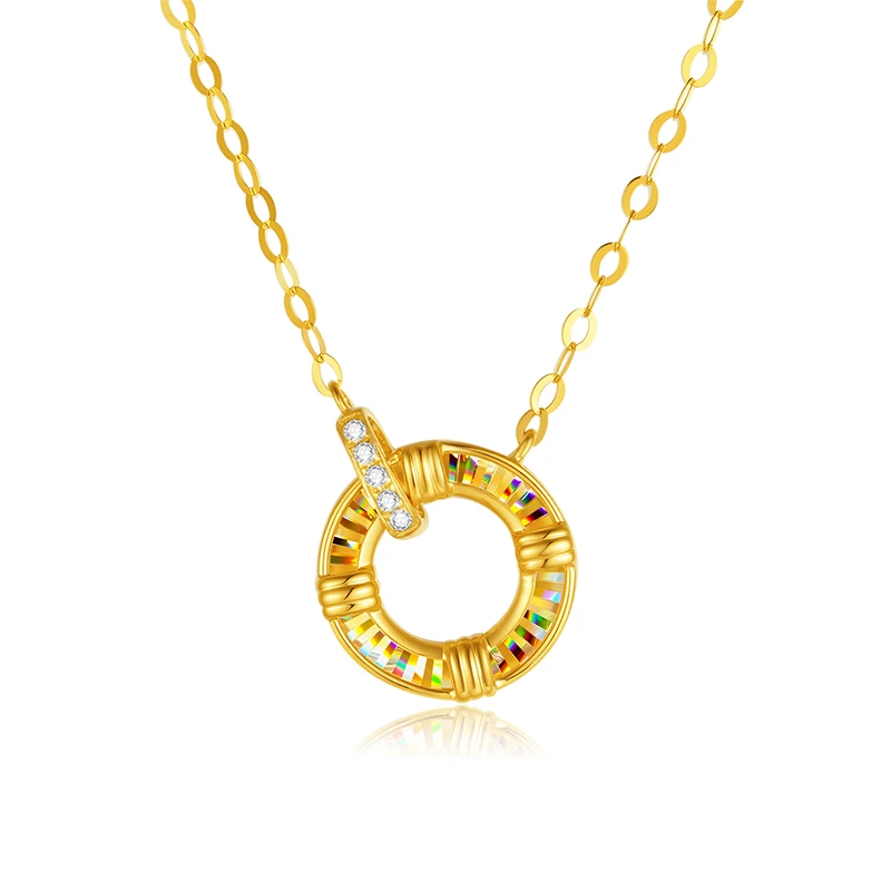 I Do 18K金钻石项链X00127圆环女款时尚计价链轻奢百搭黄金黄炫彩