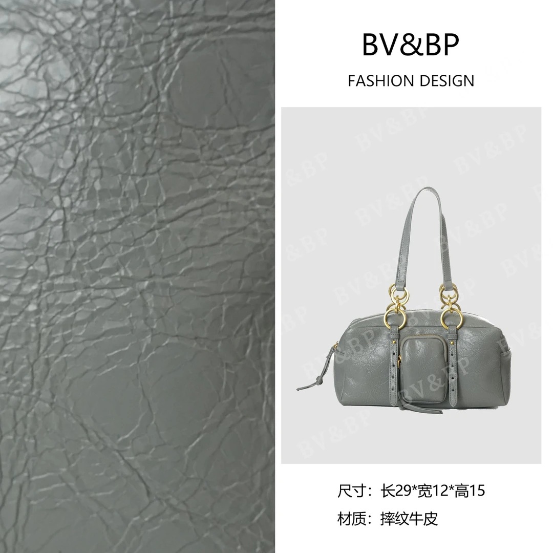 BV&BP· 原创设计 真皮高定手提单肩包 BV250524-灰蓝色