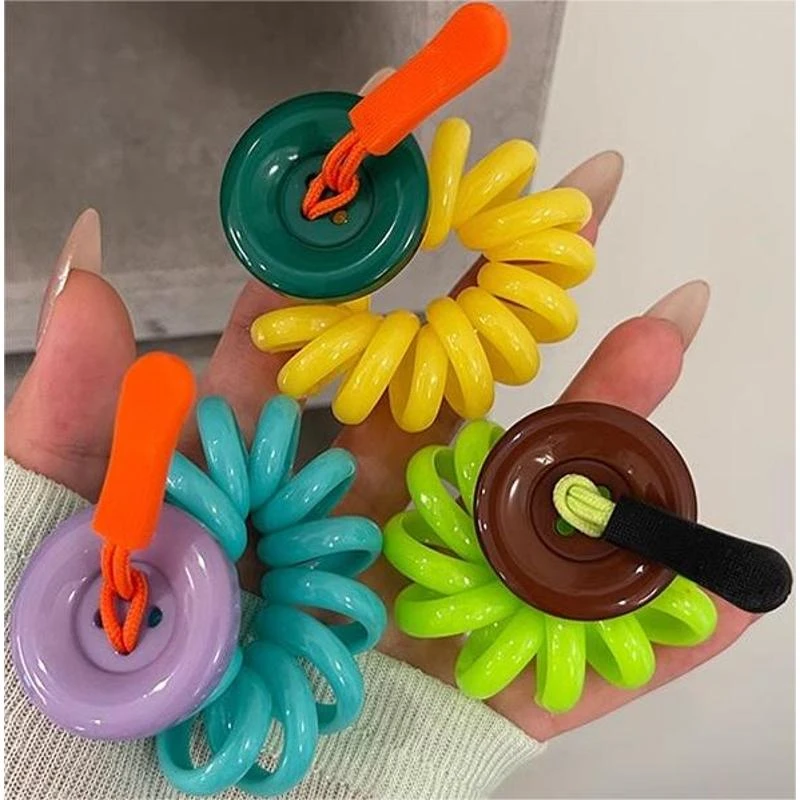 彩虹新款电话线发圈可爱韩系气质女扎头发绳时尚