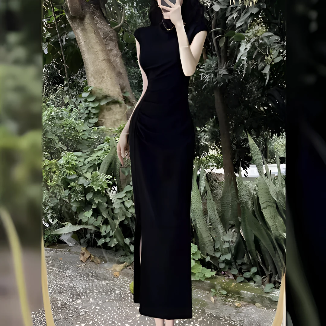 【旗袍法式长裙】2025夏季新款显瘦性感收腰连衣裙甜美可爱小众女装