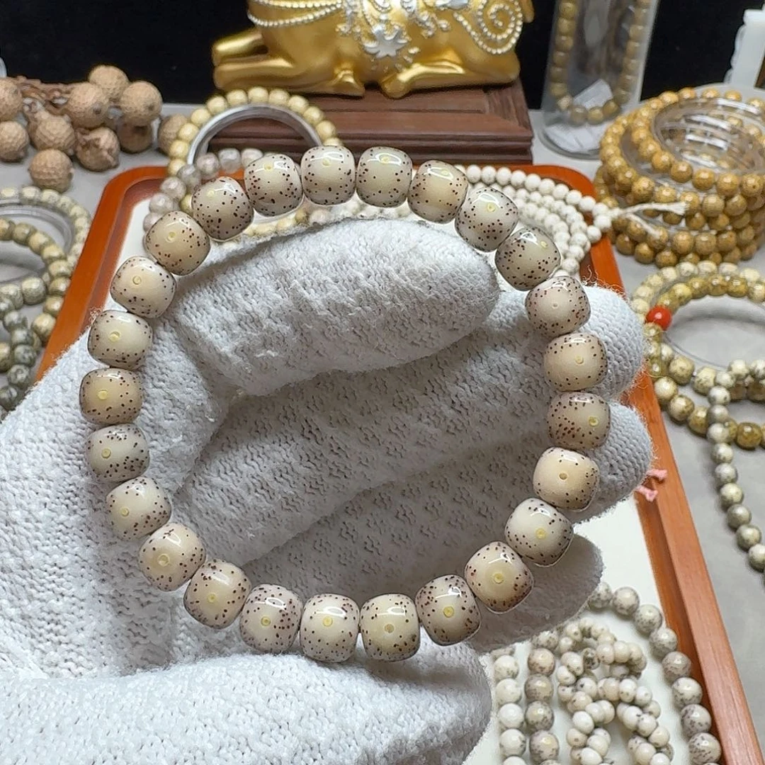 手串星月菩提石玉料9/8冰糖料月留白小细星小散星无烟花